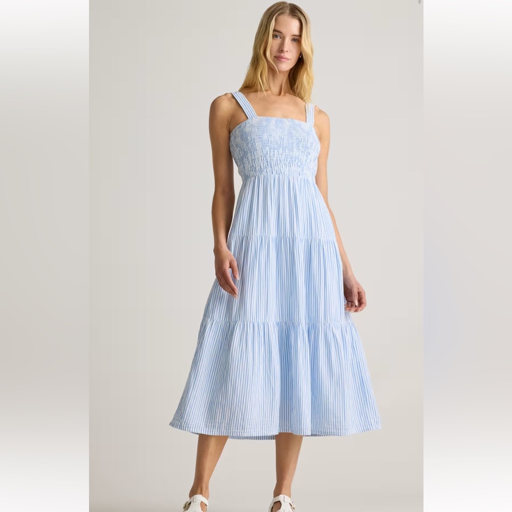 Quince Light Blue Striped Maxi Dress